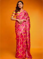 Georgette Pink Festival Wear Printed Saree